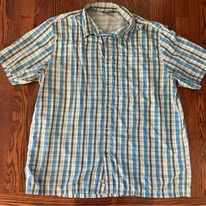 The North Face Button-Up Hiking Shirt Men's XL - Blue Plaid, Short Sleeve